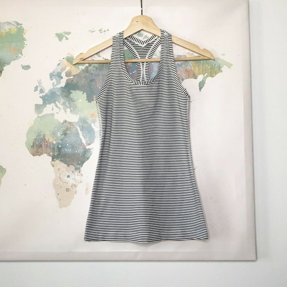 Lululemon Sz XS Small Tank Top Black White Stripe